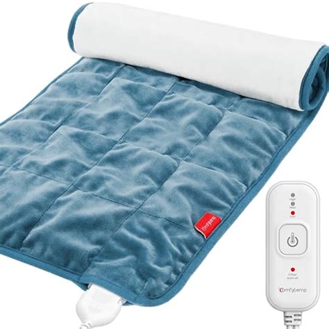 Description. Heating Pad has fast, even heat-up and extra soft cover choices. Four Settings. SmartHeat Technology for fast heat up maintains comfortable even heat. 60 minute auto-shut off. Deluxe plush cover with ties to hold in place. Machine washable. Pad size 12" x 24".