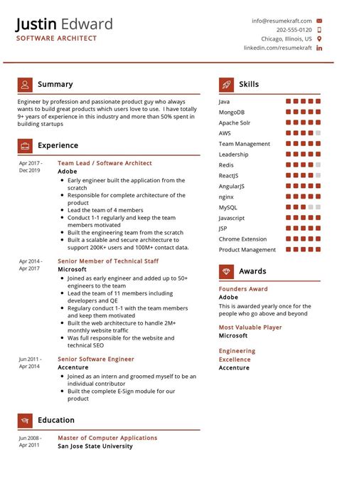 Software Architect Resume Sample 2021 Writing Guide & Tips ResumeKraft