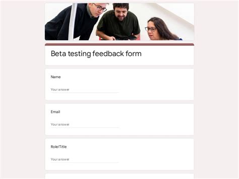 Software Beta Testing Feedback Form