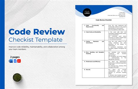 Software Code Review Checklist Template in Google Docs, Pages, Word