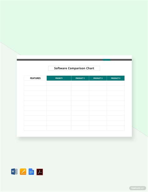 Software Comparison Chart Template Word, Apple Pages, PDF