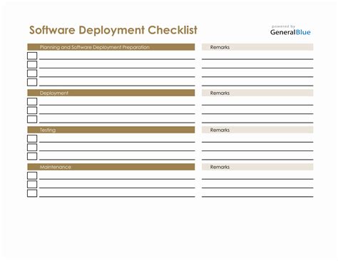 Software Deployment Checklist Template Excel