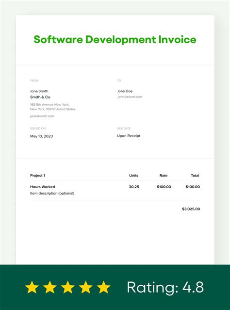 Software Development Invoice Template Developer Invoice Bonsai