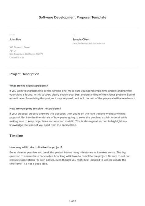 Software Development Proposal Template PDF Bonsai