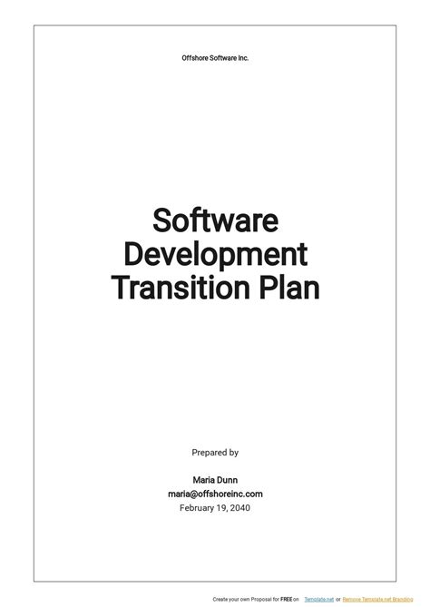 Software Development Transition Plan Template Google Docs, Word