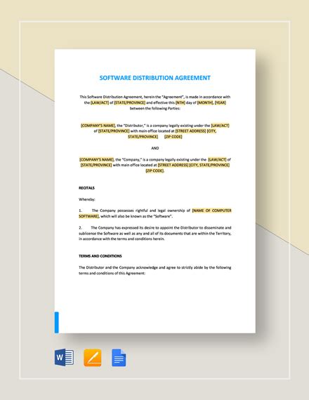 Software Distribution Agreement Long Form Template [Free PDF] Word
