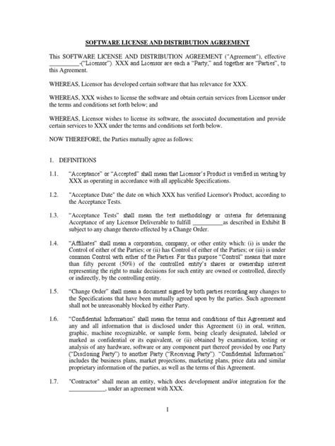 Software Distribution Agreement Template2 License Bankruptcy
