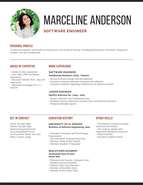 Software Engineer Cv Design Software Engineer Resume Template