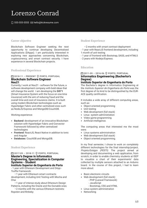Software Engineer Resume Example Kickresume