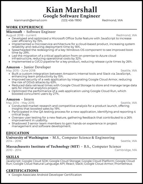 Software Engineer Resume Template Google Docs Most Freeware