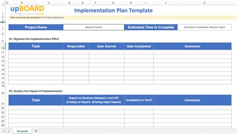 Software Implementation Plan Template Excel Database