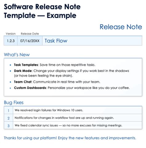 Software Release Notes Template Best Practices And Examples Gambaran