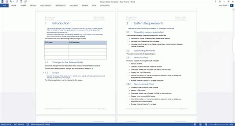 Software Release Notes Template Word Professional Plan Templates