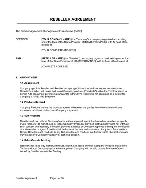 Software Reseller Agreement Word and PDF