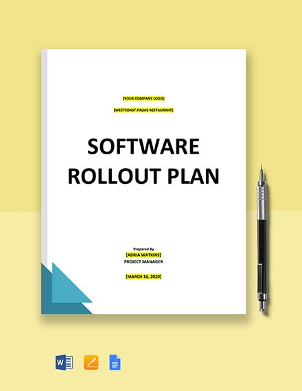 Software Rollout Plan Template Word Apple Pages Google Docs