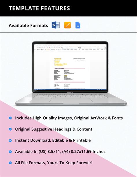 Software Statement of Work Template Google Docs, Word, Apple Pages