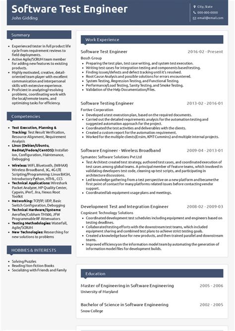 Software Test Engineer Resume Samples and Templates VisualCV