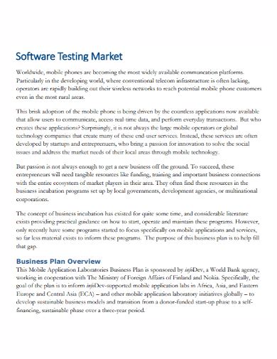 Software Testing Business Plan