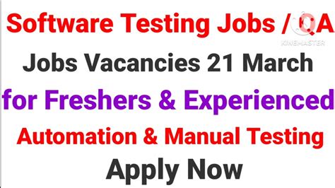 Software Testing Job Vacancy QA for Freshers