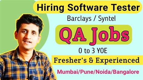 Software Testing Job Vacancy QA for Freshers & Experienced
