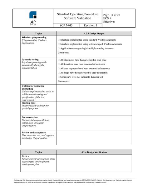 Software Validation Procedure Template