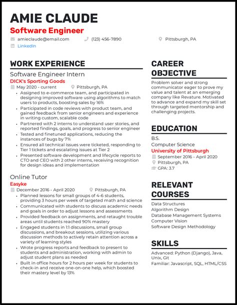 Software engineer resume examples. Oct 16, 2018 · Therefore, tailor your résumé to the job that you are applying for. Lastly, a note on dates. Order your experiences in descending order starting with your most recent experiences. For undergraduates, this means being mindful of including experiences that are both recent and relevant. 