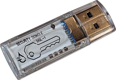 Software protection dongle.  When connected to a computer or other elec...