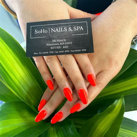 SoHo | NAILS & SPA Main Street details with ⭐ 79 reviews, 📞 phone number, 📅 work hours, 📍 location on map. Find similar beauty salons and spas in Massachusetts on Nicelocal.. 