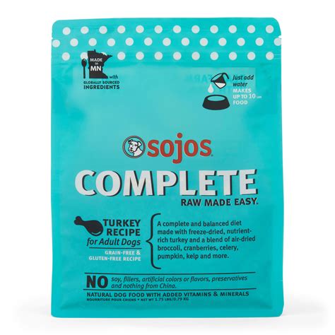 Sojos - Sojos Complete Chicken Adult Dog Food. $ 52.99 – $ 172.99. Size. Choose an option 1.75 lb 7 lb. Clear. Earn up to 173 Points. Add to cart. Sojos Complete Chicken Adult Dog Food is a convenient way to feed raw. This is a grain-free combination of gently freeze-dried chicken, with air-dried fruits and vegetables.