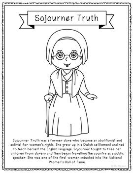 Sojourner Truth Biography Coloring Page Craft Or Poster African American