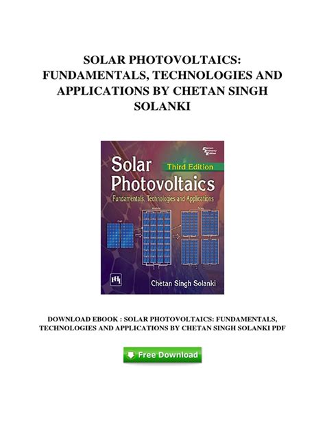Solar Photovoltaics Fundamentals Technologies And Applications