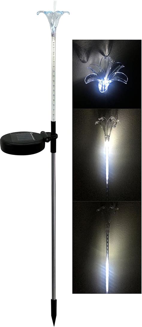 Solar Powered Flashing LED Light Lily Garden Stake, Set of 2