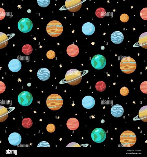 Solar System Space Seamless Pattern. Backgroung for package
