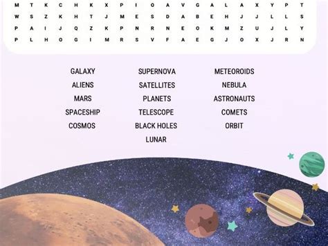 Solar System Word Search Space Word Learning Instant Etsy