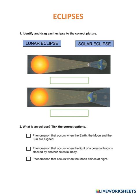 Solar and lunar eclipse organizer PDF Worksheets Library