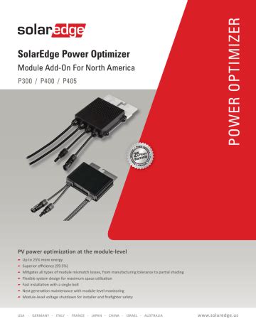 SolarEdge OP600 Power Optimizer Data Sheet Manualzz