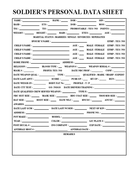 Soldier Data Sheet Army Education Benefits Blog