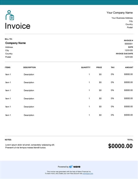 Sole Trader Invoice Template - Free Download - Wave Financial