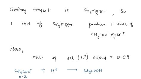 Solid CO2 035 mol is reacted with CH3MgBr 028 mol in ether