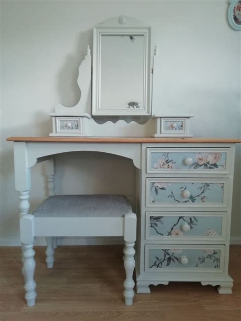 Solid wood dressing table - upcycled - forest green colour with …