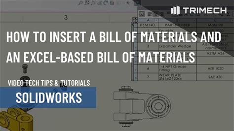 Solidworks bill of materials excel. , PART NUMBER, DESCRIPTION and QTY.  Nov 30...