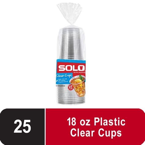 Solo Disposable Plastic Cups, Clear, 18oz, 25 count - Walmart