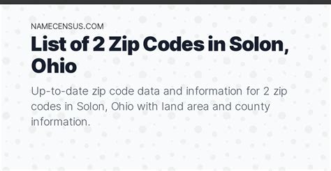 Solon, Ohio ZIP Codes