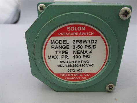 Solon 2PSW1D2 Pressure Switch 1/4in 0-50psi 125/250/480v-ac