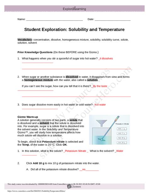 Solubility and temperature student exploration guide answers. - La argentina que yo viví, 1927-1944.
