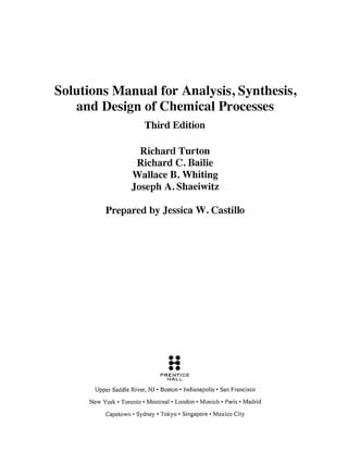 Solución manual de síntesis de analaisis y diseño de procesos químicos. - Chicago bridge and iron tank manual.