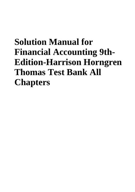 Solution Manual For Financial Accounting 9th Edition By Harrison