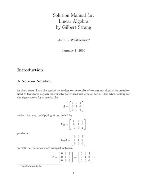 Solution Manual Strang Linear Algebra