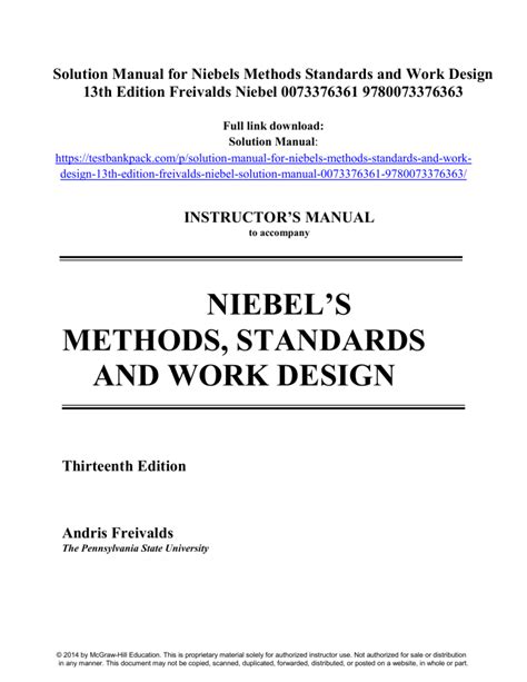 Solution Manual for Niebels Methods Standards and Work Design 13th Edition by Freivalds