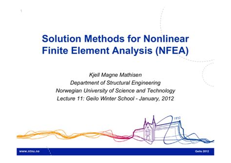 Solution Methods For Nonlinear Finite Element Analysis Nfea